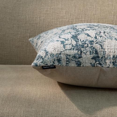 Handblock Printed Vintage Indian Cotton Decorative Throw Pillow Covers, Set of 2 (Denim Blue, 18" x 18" (Pack of 2)) - color: Denim Blue, size: 18" x 18" (Pack of 2)