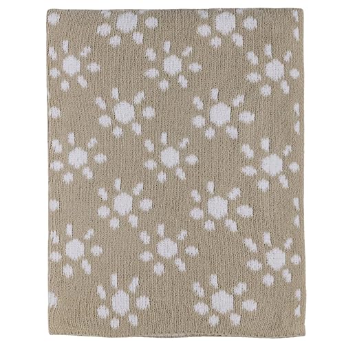 Living Textiles Taupe Sun Flower Chenille Soft Baby Blanket Knitted Reversible Premium Cozy Fabric for Best Comfort Infant, Toddler, Newborn, Swaddle,Nursery,Boy,Girl,Unisex,Crib,Stroller,Gift 40x30in - color: Taupe Sun Flower