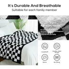 Checkered Throw Blanket, Black Soft Cozy Fluffy Knitted Throw Blankets for Couch, Sofa, Bed, Chair, Warm Fuzzy Travel Picnic Lightweight Plaid Blanket, 50x70 inches - color: Black White, size: 50×70 Inch