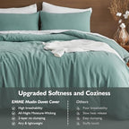 EMME Muslin Cotton Duvet Cover Set Teal King Size Linen Like Soft Breathable Lightweight Summer Comforter Cover Set with Zipper Closure (Teal, King, 104"x90") - color: 03 - Teal, size: King(104"×90")