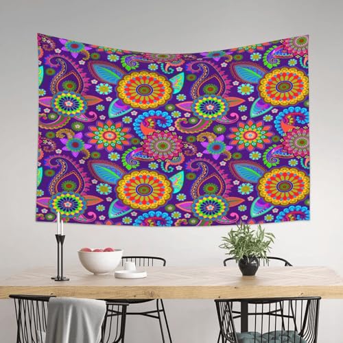RTAFGU Perris Tapestry, Purple Paisley Mandala Pattern, Indian Boho Ethnic Decor Home Aesthetic Tapestries Wall Hanging for Home Living Room Dorm Party Bedroom Decoration 60" L x 40" W - color: Perris_2802, size: 60"L x 40"W