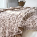 Soft Fuzzy Fluffy Leopard Knitted Throw Blanket,Cozy Plush Fleece Comfy Microfiber Blanket for Couch Sofa Bed,Linen/Warm Gray - color: Linen/Warm Gray, size: 50"x60"
