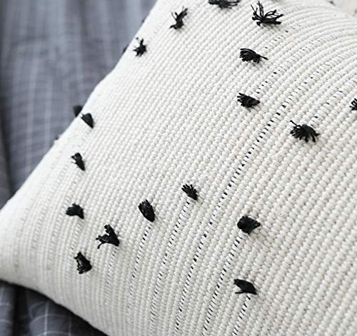 LEVINIS Decorative Boho Throw Pillow Covers 18 x 18 Inch, Black and White Hand Woven Cotton Tassel Pillow Case for Couch, Party, Car, Office, Farmhouse Decor - color: Tribal Geometric, size: 18" x 18" (Pack of 1)