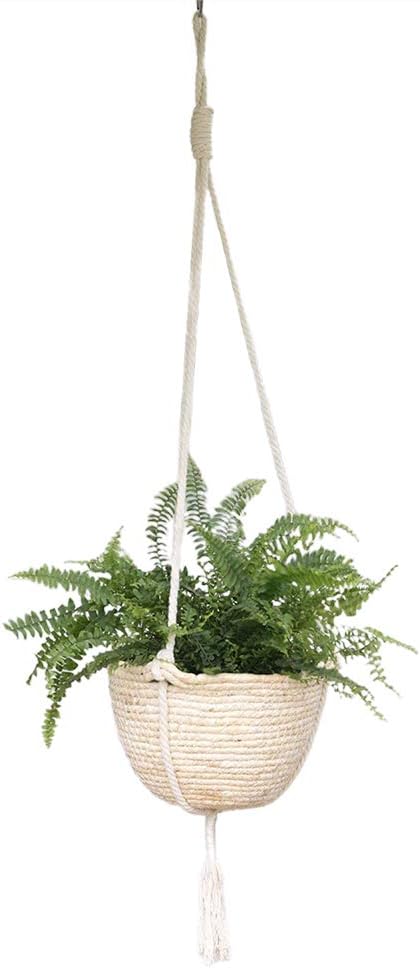 Natural Hanging Seagrass Plant Baskets, Macrame Plant Hangers, Indoor Boho Plant Hanger, for Indoor Outdoor Home Decorations Fence Planters Plant Flower Pots