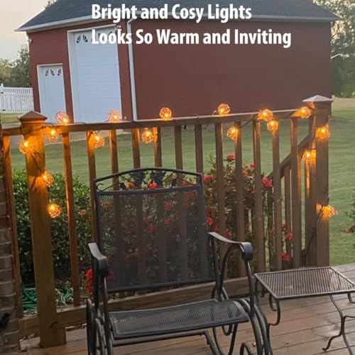 Outdoor Decorative Patio String Lights, Beaded Copper Wire Ball Style Lantern Lights, Connectable Weather-Resistant Indoor Outdoor Novelty Whimsical Light for Home Pergola Bedroom Porch Party Backyard - style: Beaded Copper Wire Ball