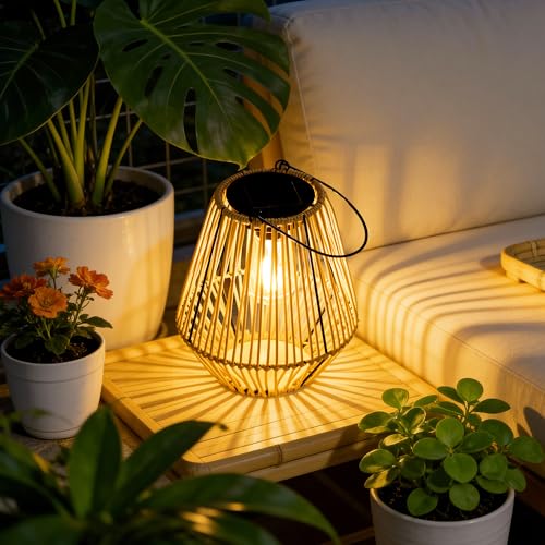Solar Lantern,ZUIAOYIBOU Solar Outdoor Lanterns Hanging Solar Light Outdoor Waterproof Boho Gazebo Decor Table Lamps for Outside Patio Porch Tree Decorations Mothers Day Gift for Grandma 1 Pack - style: Wicker Lanterns 1 Pack