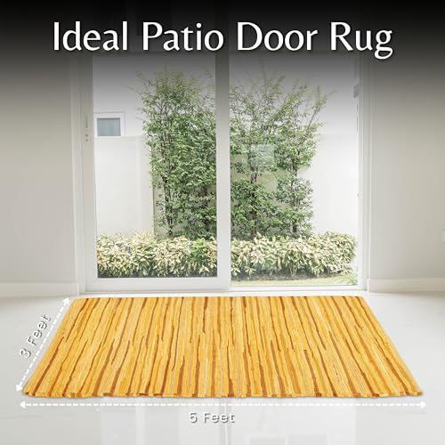 Ramanta Home 100% Cotton Hand Woven Tonal Chindi Rag Rug 3'x5' - Mustard, Recycled Reversible Rugs, Boho Rustic Farmhouse Rugs for Living Room, Dinning Room, Kitchen Floor Mats - 36"x60" - color: Mustard, size: 3 x 5 feet