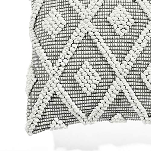 Lush Decor Adelyn Decorative Throw Pillow Cover, 20" W x 20" L, Gray - Square Pillow - Gray Diamond Pillow - Textured Pillows - Hygge Decor - Farmhouse Throw Pillows For Bed, Couch, Or Chair - color: Gray