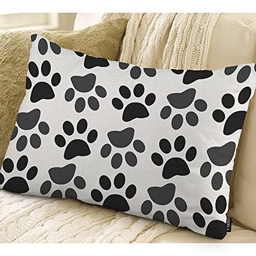 EKOBLA Cute Dog Paw Decorative Square Throw Pillow Covers Animal Footprint Wildlife Cotton Linen Cushion Case for Sofa Couch 12x20 Inches Men Women Boys Girls - color: Multi-bs15, size: 20" x 12" (Pack of 1)