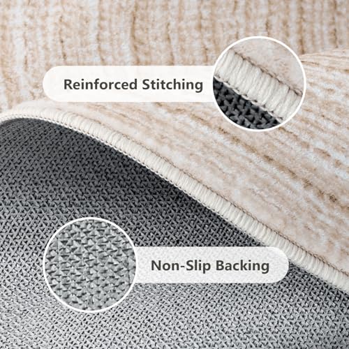 Asrug Imitation Jute Low Pile Round Rug Area Rug Washable Non-Slip Circle Rug Soft Plush Touch Circle Rugs Round for Kitchen Bathroom Living Bedroom Nursery, Carpet 2ft /24 inch/61 cm Khaki - color: Khaki, size: 2ft