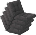 QILLOWAY Outdoor Seat/Back Chair Cushion Tufted Pillow, Spring/Summer Seasonal Replacement Cushions - Pack of 4 (Dark Grey)