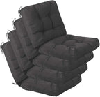 QILLOWAY Outdoor Seat/Back Chair Cushion Tufted Pillow, Spring/Summer Seasonal Replacement Cushions - Pack of 4 (Dark Grey)