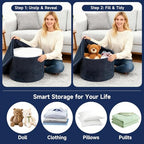 Tiita Stuffed Pouf Ottoman, Round Foot Stool Fluffy Floor Poufs Chair for Living Room Bedroom, Filled Boho Foot Rest for Couch, Blue-Grey - color: Round Blue-grey