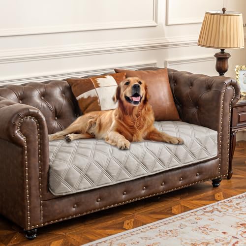 Ameritex Waterproof Dog Bed Cover Pet Blanket with Anti-Slip Back for Furniture Bed Couch Sofa - color: Khaki, size: 30x53 Inch (Pack of 1)