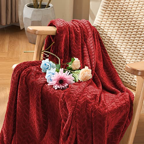 inhand Fleece Throw Blanket, Super Soft Fuzzy Blanket for Couch Sofa Bed Office, Cozy Plush Fleece Blanket Throw Size, Washable Lightweight Flannel Blankets Throw for All Season(50”x60”,Burgundy) - color: Burgundy, size: Throw/Travel-50x60 IN