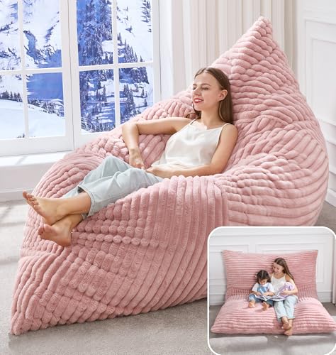 Hobestluk Bean Bag Chairs Bean Bag Floor Cushion, Bean Bag Chair for Adults Beanbag Lounger for Living Room Bedroom or Playroom - color: Pink