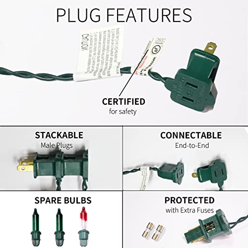 100LIGHTS Green Extra-Bright with End Connectors Christmas Decorative Lights 5.98m UL Certified Mini String Light Set Waterproof for Home Garden Holiday Christmas Tree Party Patio Wedding - color: Green, size: 100 COUNT-1PACK