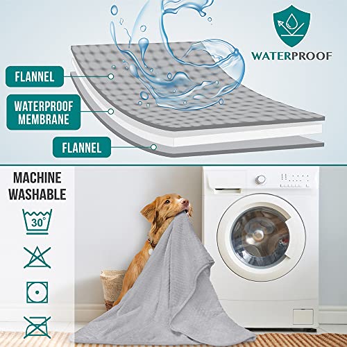 PetAmi Waterproof Dog Blanket, Leakproof Puppy Blanket for Small Medium Dogs, Furniture Sofa Couch Cover Protector, Fleece Pet Throw Indoor Cat Kitten, Reversible Washable Soft Plush, 24x32 Light Gray - color: Light Gray, size: Small (24x32)