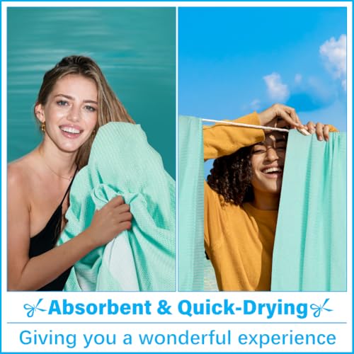 Oversized Turkish Beach Towel Blanket XXL Cotton Sandproof Towels Boho Woven Extra Large Big Sand Free Giant Throw Blankets Huge Quilt XL Picnic Camping Necessities Cloud For Adult Gifts Aqua - color: Woven Aqua, size: Xxxl(88x82 In,224x208 Cm)