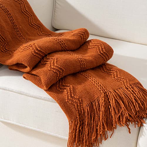 BATTILO HOME Fall Decor Caramel Throw Blanket for Couch, Rust Orange Throw Blanket for Bed, Decorative Fall Throw for Sofa, 50"x60" - color: Caramel, size: 50 x 60 in.