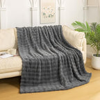 YUSOKI 3D Fleece Bubble Throw Blanket | 380GSM Ultra Soft Fluffy Plush | Non-Shedding Lightweight Cozy Blanket for Couch Sofa Bed | All Season (Grey,50 * 60inches) - color: Grey, size: Throw(50" x60")