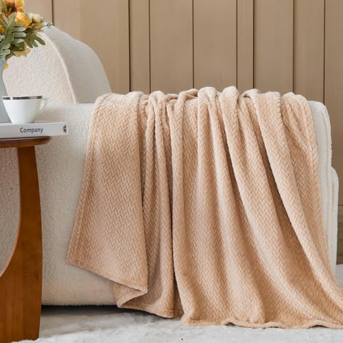 NEWCOSPLAY Super Soft Throw Blanket Brown Premium Silky Flannel Fleece Leaves Pattern Lightweight Bed Blanket All Season Use (Brown, Throw(50"x60")) - color: Brown, size: Throw(50"x60")