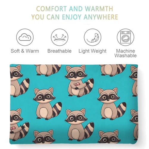 Raccoon Pattern Blanket, Cute Animal Flannel Throw Blanket for Couch Bed Or Chair, Luxury Lightweight Comfy Blankets Home Decor Gift(1) 30x40in(76 * 102cm) - color: Style, size: 30x40in(76*102cm)