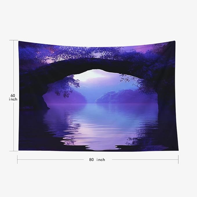 EMMTEEY Landscape Tapestry Romantic Purple Lake 80X60 Inch Large Tapestry Wall Art Hanging Tapetries for Bedroom Living Room Dorm Décor