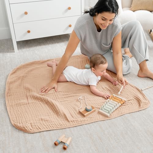 Comfy Cubs Muslin Baby Blanket - Soft, Lightweight, 6-Layer Cotton Swaddle Blankets for Newborns, Infants & Toddlers - 40" x 40" Large, Breathable & Versatile for Sleeping & Tummy Time - Cream - color: Cream, size: Baby - 40" X 40"