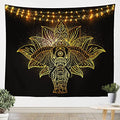 Feelyou Gold Elephant Wall Hanging Boho Mandala Tapestry Bohemian Exotic Style Wall Blanket for Boys Girls Kids Black Golden Tribal Ethnic Elephant Art for Bedroom Living Room Decor Medium 59x59 - size: 59"L x 59"W