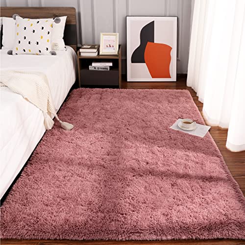 Kelarea Area Rug for Living Room, 4x6 Non-Slip Blush Pink Rug Fluffy Soft Shag Rugs, Fuzzy Shaggy Plush Carpet for Bedroom, Nursery Rooms, Home Dorm - color: Blush, size: 6' x 4' (Rectangular)