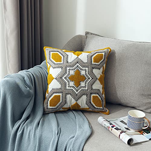 Boho Decorative Throw Pillow Cover Geometric Tufted Cotton Pillowcase Super Soft Pillow Sham Cushion Case for Sofa Couch Bedroom Living Room (Type A,18"x18") - color: Type a