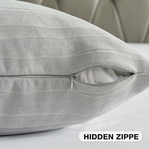 FUTEI Pack of 2 Chenille Decorative Throw Pillow Covers 26x26 Inch,Soft Crushed Striped Texture Euro Pillow Sham,Modern Home Decor for Couch Bed Living Room,Light Grey - color: Light Grey, size: 26" x 26" (Pack of 2)