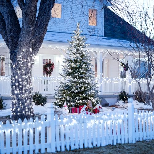 JMEXSUSS 2 Pack Solar String Lights Outdoor Waterproof, Total 400 LED 151FT Solar Christmas Lights Outdoor, 8 Modes Christmas Light for Outside Patio Yard Tree Decorations, White - color: White, size: 200LED*2