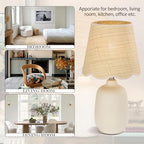 Pia Ricco 19" Modern Ceramic Table Lamp for Living Room Cream Base Desk Lamps for Bedroom Farmhouse Bedside Nightstand Lamp End Table Lamps,Beige,Rattan Shade - color: Grey Cream Base