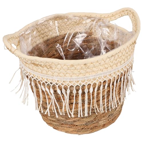Abaodam Woven Basket Planter for Indoor Plants Small Jute Rope Plant Basket with Tassel Boho Flower Pot Holder Home Decor Storage Container