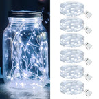 kolpop 6 Pack LED Fairy Lights Battery Operated, Mini Twinkle String Lights Battery Powered Waterproof for Christmas Mason Jars Party,Cool White - color: Cool White, size: 6 Pack