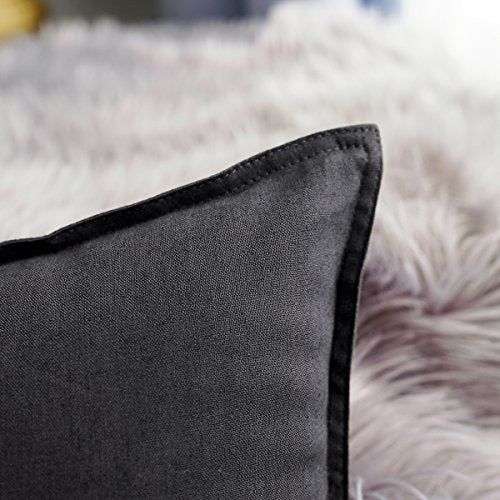 Jeanerlor Solid Cotton Linen Decoration Toss Throw Pillow Sham Cushion Case Special Pillow Cover Delicate Decorative Pillowcase for Bed/Chair/Couch, 18"x18"(45 x 45cm), Dark Grey - color: Dark Grey, size: 18" x 18" (Pack of 1)