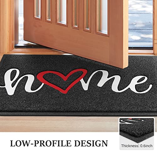 Door Mat, Welcome Mat Low Profile Floor Mat Front Doormat Indoor and Outdoor Doormat Non Slip Rugs for Entryway, Patio, High Traffic Areas (36"x24", Black-Home) - color: Black-home, size: 2' x 3' (Rectangular)