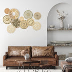 Tatuo 11 Pcs Boho Wall Basket Decor Bulrush Woven Wall Hanging Art Round Farmhouse Rustic Handmade Wicker for Summer Home, Bedroom, Living Room, Kitchen Decorations, Multi Sizes(Vivid) - style: Vivid
