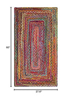 SAFAVIEH Cape Cod Collection Area Rug - 2'3" x 5', Red & Multi, Handmade Jute & Cotton, Woven Braided Design (CAP202A) - color: Red/Multi, size: 2'3" x 5' (Rectangular)