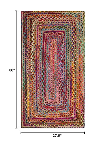 SAFAVIEH Cape Cod Collection Area Rug - 2'3" x 5', Red & Multi, Handmade Jute & Cotton, Woven Braided Design (CAP202A) - color: Red/Multi, size: 2'3" x 5' (Rectangular)