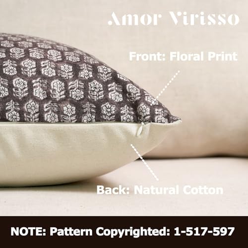 Amor Virisso Floral Pillow Covers 18x18 Couch Pillows for Living Room Farmhouse Neutral Pillow Covers Decorative Throw Pillow Covers Accent Sofa Pillows 1PC, Dark Brown - color: Dark Brown, size: 18" x 18" (Pack of 1)