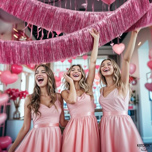 KatchOn, XtraLarge Pink Fringe Banner - 6.5 Ft,Pack of 2 | Fringe Garland for Birthday Party | Pink Streamers for Gender Reveal, Bachelorette Party Decorations | Graduation Decorations 2026 - color: Pink