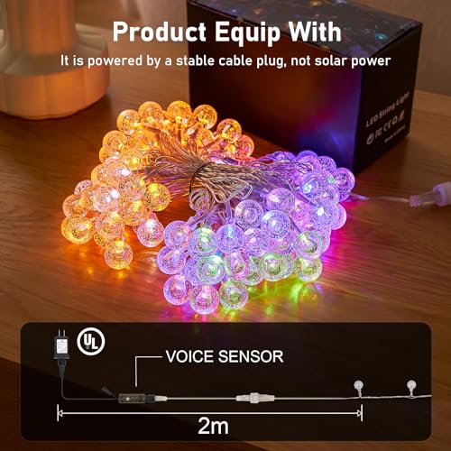 YCoisini 66FT Outdoor String Lights, 100 LED Patio Lights with Remote Control, Voice-Activated & Music Sync Mode, 16 Color-Changing Modes, Waterproof for Patio Garden Party Decor
