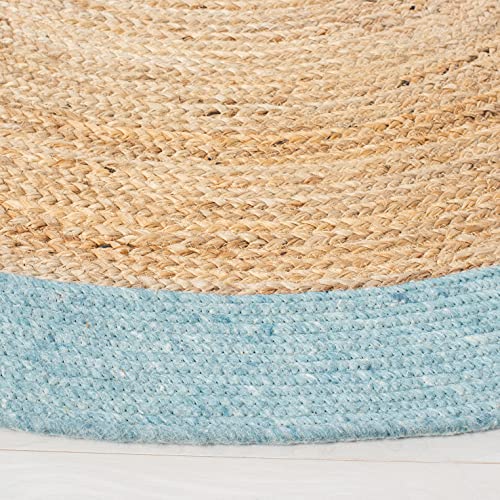 SAFAVIEH Braided Collection 3' Round Blue / Natural BRD910M Handmade Country Cottage Reversible Jute Area Rug - color: Blue/Natural, size: 3' (Round)