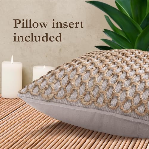Boho Living Jada Decorative Throw, Includes Accent, Premium Woven Design, Living Room Décor, (1) 12" x 20" Pillow Cover with Insert, Grey - color: Grey, size: (1) 12" x 20" Pillow Cover With Insert
