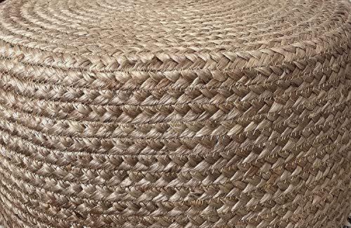 Jute Pouf Ottoman | Footrest Pouf | Hand Braided - Round Boho Pouffe - for Living Room, Bedroom, Nursery (20"x20"x10") Natural - color: Natural, size: 20"D x 20"W x 10"H