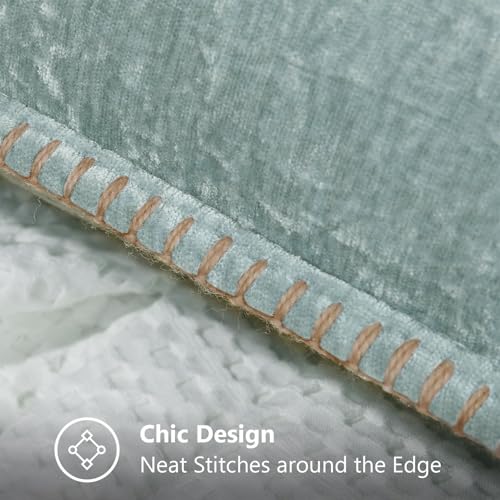 decorUhome Summer Chenille Soft Cozy Throw Pillow Covers 16x16 Set of 2, Modern Farmhouse Boho Velvet Decorative Pillow Cases with Stitched Edge for Couch Sofa Bed Home Decor, Aqua Haze - color: Aqua Haze, size: 16" x 16" (Pack of 2)