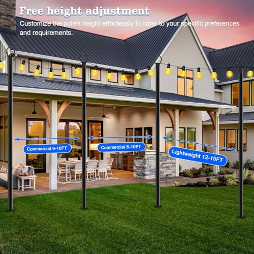 SINLEY 2 Pack String Light Poles,10 Ft Metal Poles with Fork for Outdoor String Lights,Outdoor Light Poles with Fork,Poles/Post/Stand for Outside,Patio,Deck,Backyard,Garden Wedding,Party - style: 2 Pack Poles